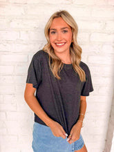 Load image into Gallery viewer, Fill My Cup Cropped Charcoal Tee
