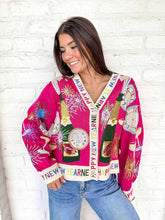 Load image into Gallery viewer, Queen Of Sparkles Hot Pink NYE Icon Cardigan