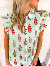 Load image into Gallery viewer, Floral Features Mint Mix Top