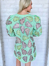 Load image into Gallery viewer, Queen Of Sparkles Green Gingham Christmas Tree Cookies Cotton Dress