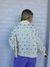 Load image into Gallery viewer, Queen Of Sparkles Beige &amp; Lavender Polka Dot Sparkle Logo Sweatshirt