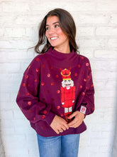 Load image into Gallery viewer, Queen Of Sparkles Red Polka Dot QOS Card Logo Nutcracker Mockneck Sweatshirt