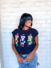 Load image into Gallery viewer, Queen Of Sequin Christmas Toy Soldiers Black Sweater Vest