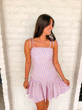 Load image into Gallery viewer, Temporary Stop Purple Polka Dot Dress