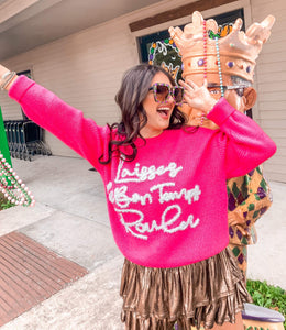 Exclusive Pink & Silver Laissez Les Bon Temps Rouler Sweater