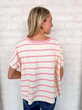 Load image into Gallery viewer, Set A Goal Dark Pink Striped Sweater Top