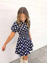 Load image into Gallery viewer, Trend On The Rise Navy Polka Dot Dress