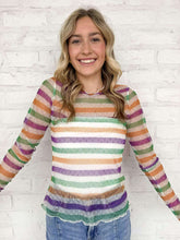 Load image into Gallery viewer, Mardi Gras Stripe Mesh Sling Sleeve Top