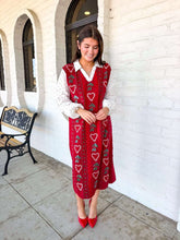 Load image into Gallery viewer, Queen Of Sparkles Red 3D Holly &amp; Candy Cane Knit Midi Dress