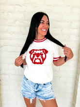 Load image into Gallery viewer, Queen of Single Bulldog White &amp; Red Top