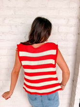 Load image into Gallery viewer, Here We Go Red Stripe Top