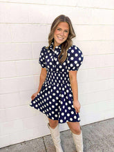 Load image into Gallery viewer, Trend On The Rise Navy Polka Dot Dress