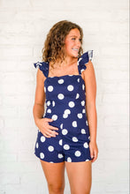 Load image into Gallery viewer, Thinking About You Navy Polka Dot Romper