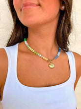 Load image into Gallery viewer, Rainbow Beaded Seashell Charm Necklace