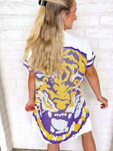 Queen Of Sparkles Licensed LSU Oversized Mascot Tee Dress