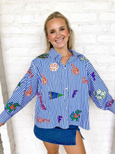 Load image into Gallery viewer, Queen Of Sparkles Florida Mini Icon Striped Button Down