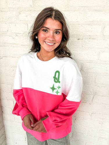 Queen Of Sparkles Colorblock QOS Logo Sweatshirt