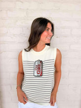 Load image into Gallery viewer, Queen Of Sparkles Licensed White &amp; Grey Striped Diet Coke Knit Tank