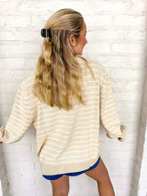 Load image into Gallery viewer, Queen Of Sparkles LSU Beige Stripe Vintage Team Sweater