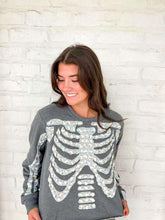 Load image into Gallery viewer, Queen Of Sparkles Charcoal Iridescent Jeweled Skeleton Sweatshirt
