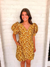 Load image into Gallery viewer, Poppy Love Gold Jacquard Dress