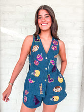 Load image into Gallery viewer, Queen Of Sparkles Licensed LSU Denim Icon Button Up Vest