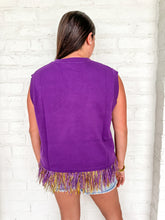 Load image into Gallery viewer, Queen Of Sparkles LSU Geaux Tigers Feather Bottom Tank Sweater
