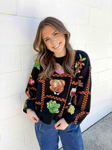 Queen Of Sparkles Black Checkered Thanksgiving Icon Sweater