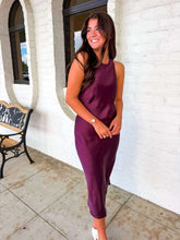 Load image into Gallery viewer, Golden Wishes Dark Cherry Satin Dress