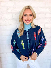 Load image into Gallery viewer, Queen Of Sparkles Navy Multi Mini Nutcracker Tie Up Sweater
