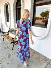 Load image into Gallery viewer, Blossom Blooms Wine Dress