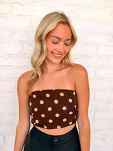 Load image into Gallery viewer, Welcome Back Brown Polka Dot Tube Top