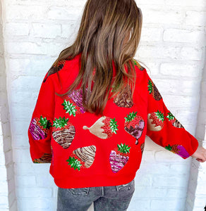 Queen Of Sparkles Red Chocolate Covered Strawberries Sweatshirt