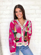 Load image into Gallery viewer, Queen Of Sparkles Hot Pink NYE Icon Cardigan