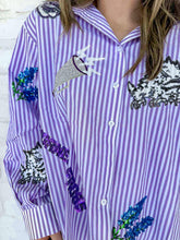 Load image into Gallery viewer, Queen Of Sparkles TCU Mini Icon Striped Button Down