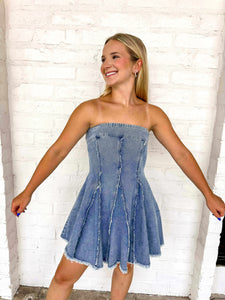 Denim Lover Light Denim Strapless Dress