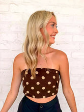 Load image into Gallery viewer, Welcome Back Brown Polka Dot Tube Top