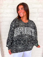 Load image into Gallery viewer, Queen Of Sparkles Black &amp; White Spider Web Spooky Sweatshirt