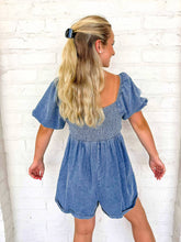 Load image into Gallery viewer, Sweetheart Washed Denim Romper