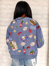 Load image into Gallery viewer, Queen Of Sparkles Blue Louisiana Food Sweater