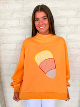 Load image into Gallery viewer, Queen Of Sparkles Light Orange Gingham Candy Corn Mockneck