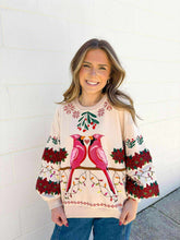 Load image into Gallery viewer, Queen Of Sparkles Beige Christmas Cardinals Under Mistletoe Sweatshirt