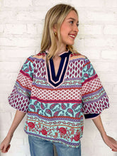 Load image into Gallery viewer, Flower Power Turquoise Multi Print Top