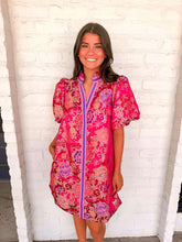 Load image into Gallery viewer, Small Talk Magenta Jacquard Dress