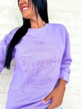 Load image into Gallery viewer, Queen Of LSU Vintage Stamp Sweater Purple