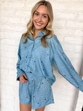 Load image into Gallery viewer, Queen Of Sparkles Chambray Multi Rhinestone Button Up
