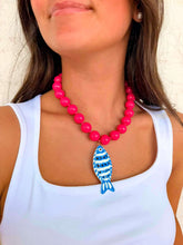 Load image into Gallery viewer, Hot Pink Fish Pendant Beaded Necklace