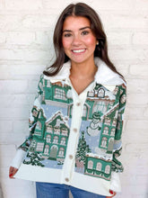 Load image into Gallery viewer, Queen Of Sparkles Multi Snowy Village Cardigan with Fur Collar