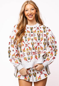 Queen Of Sparkles Grey Nutcracker & Candy Cane Sweatshirt