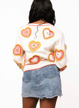 Load image into Gallery viewer, Queen Of Sparkles White Knit Valentines Heart Cookies Button Up Cardigan